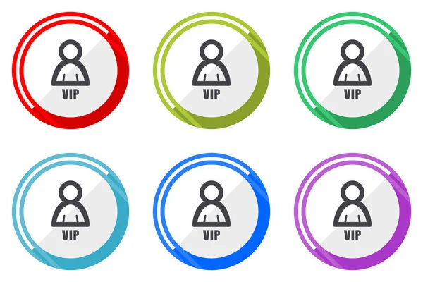 Vip Piatto Vettoriale Web Icon Set Colorato Rotondo Internet Pulsanti — Vettoriale Stock