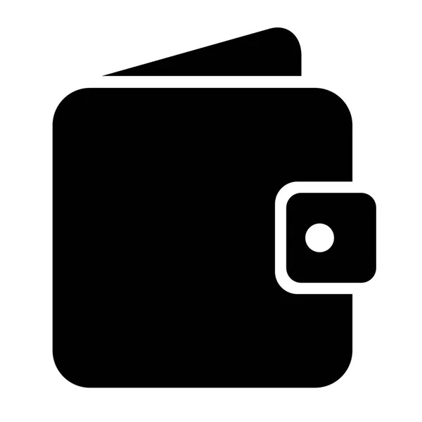 Eenvoudige Zwarte Wallet Portemonnee Vector Pictogram Geïsoleerd Witte Achtergrond — Stockvector