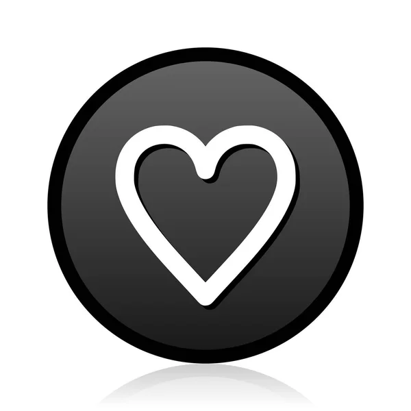 Чорний Круглий Вектор Серце Срібний Металевий Хром Круглий Веб Значок — стоковий вектор