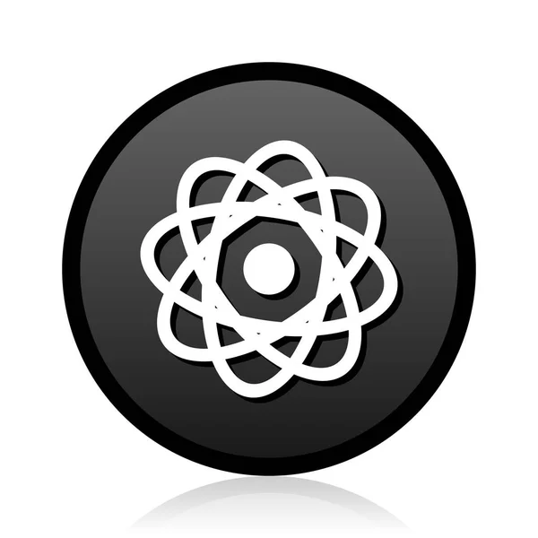 Vecteur Rond Noir Atom Argent Métal Chrome Rond Icône Web — Image vectorielle