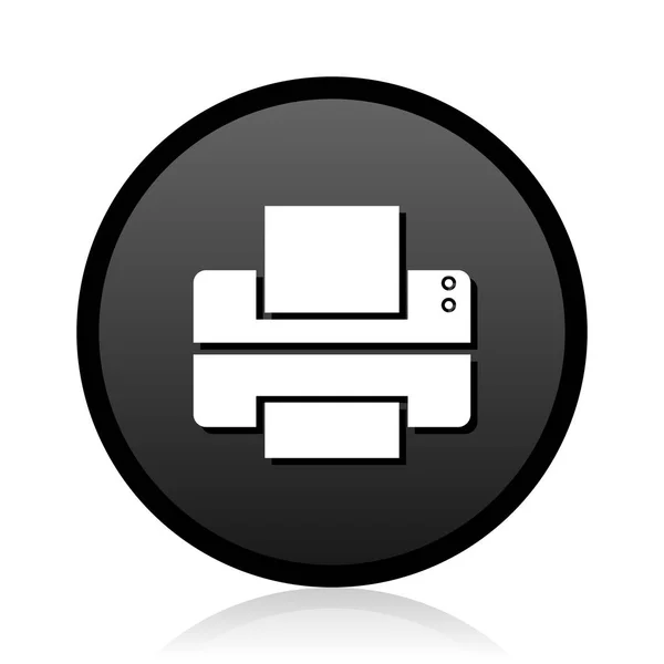 Černý Kulatý Vektor Tiskárny Stříbrný Kovový Chrom Kulaté Ikonu Webu — Stockový vektor