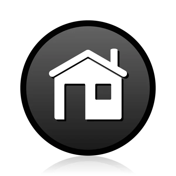 Чорний Круглі Вектор Будинок Срібло Металеві Chrome Круглі Web Значок — стоковий вектор