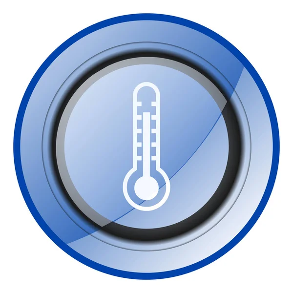 温度计向量图标 蓝色光滑的圆形 Web 温度按钮隔离在白色背景 现代设计互联网按钮 — 图库矢量图片