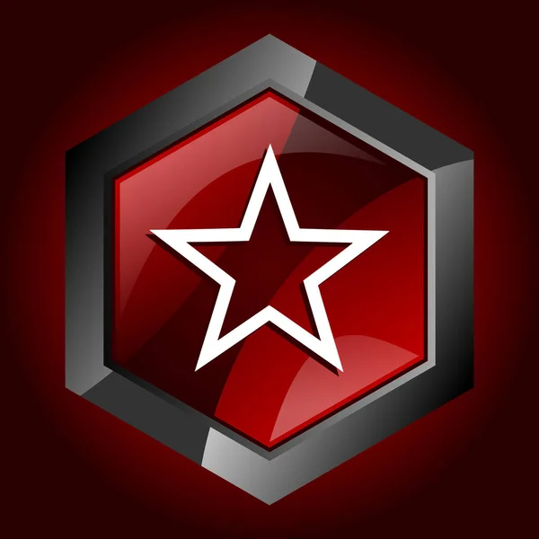 Estrella Mejor Éxito Marca Favorito Calificación Hexágono Rojo Oscuro Vector — Vector de stock