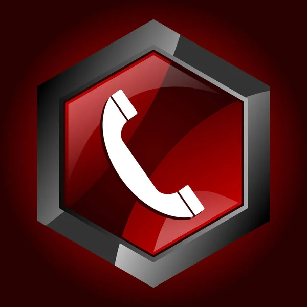 Phone Communication Call Contact Telephone Hexagon Dark Red Vector Icon — Stock Vector