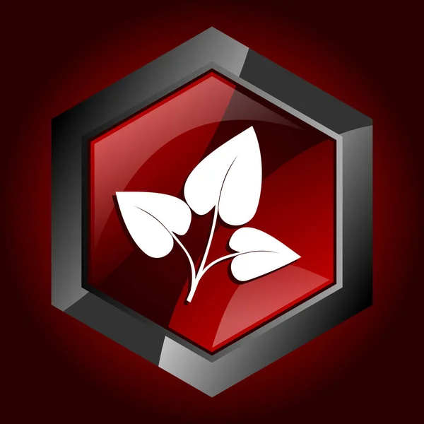 Naturen Leaf Ekologi Eco Ekologisk Växt Mörka Röda Vektor Hexagon — Stock vektor