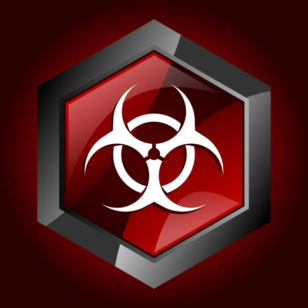 Danger Toxic Biohazard Hazard Virus Biological Hexagon Dark Red Vector — Stock Vector