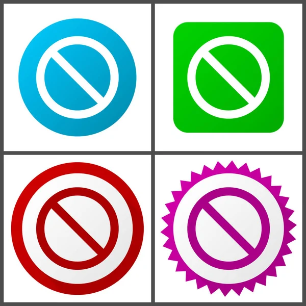 Flat Design Stop Forbidden Access Denied Options Colors Vector Icons — Stock Vector