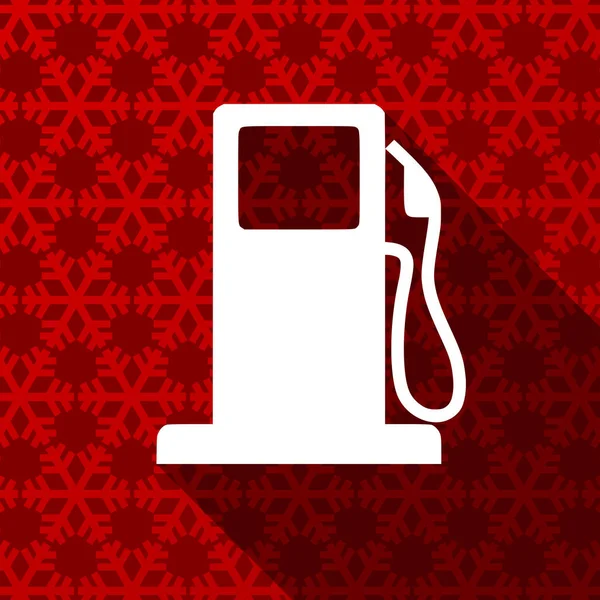 Natal Inverno Projeto Posto Gasolina Vetor Plana Ícone Vermelho — Vetor de Stock