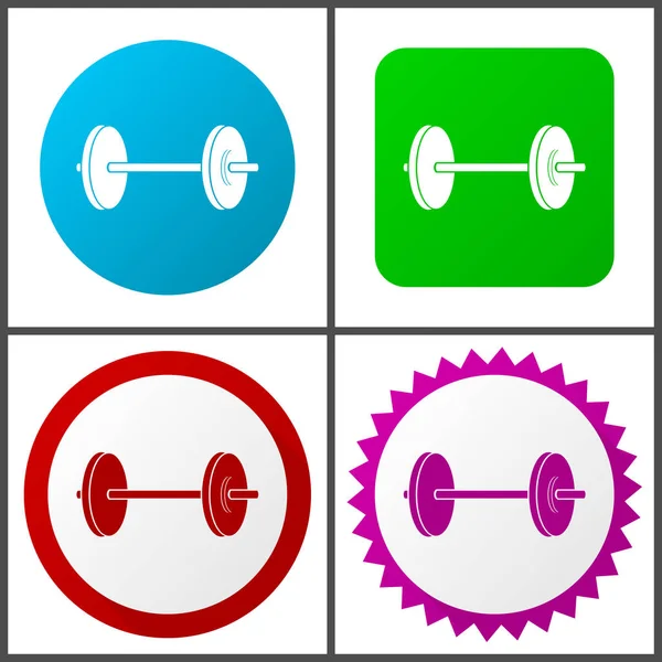 Fitness Rot Blau Grün Und Rosa Vektor Symbol Set Web — Stockvektor