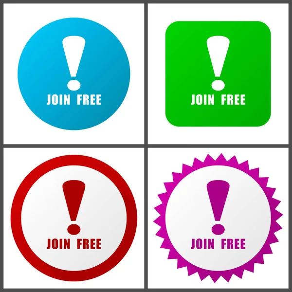 Join Free Red Blue Green Pink Vektor Icon Set Web — Stockvektor