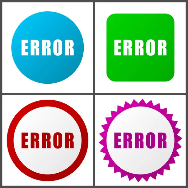 Error Rojo Azul Verde Rosa Icono Del Vector Conjunto Iconos — Vector de stock