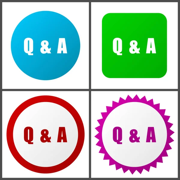 Question Answer Red Blue Green Pink Vector Icon Set Web — Stock Vector
