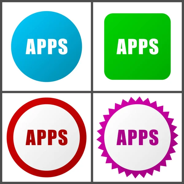 Apps Piros Kék Zöld Rózsaszín Vector Icon Set Web Ikonok — Stock Vector