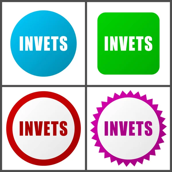 Investissez Ensemble Icônes Vectorielles Rouge Bleue Verte Rose Icônes Web — Image vectorielle