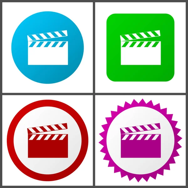 Video Rood Blauw Groen Roze Vector Icon Set Pictogrammen Van — Stockvector
