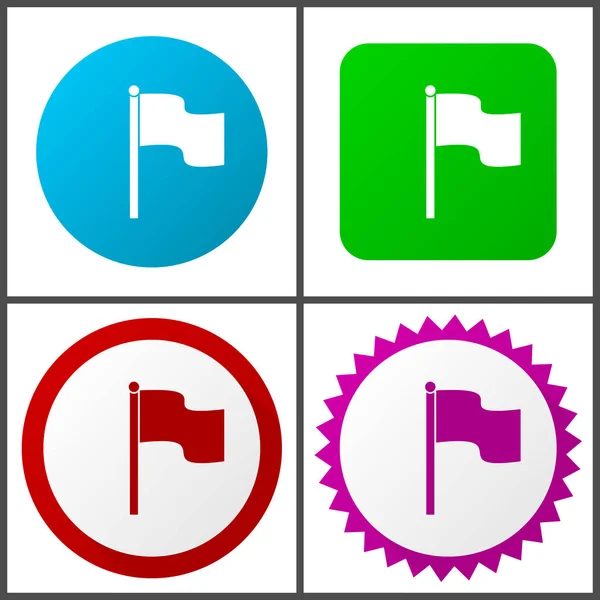 Kırmızı Mavi Yeşil Pembe Vektör Icon Set Bayrak Web Simgeler — Stok Vektör