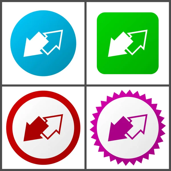 Wisselen Van Rode Blauwe Groene Roze Vector Icon Set Pictogrammen — Stockvector