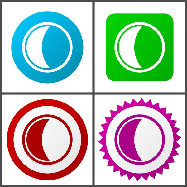 Maan Rood Blauw Groen Roze Vector Icon Set Pictogrammen Van — Stockvector