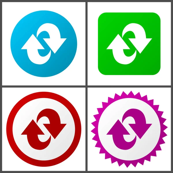 Set Icone Vettoriali Rosso Blu Verde Rosa Rotazione Icone Web — Vettoriale Stock