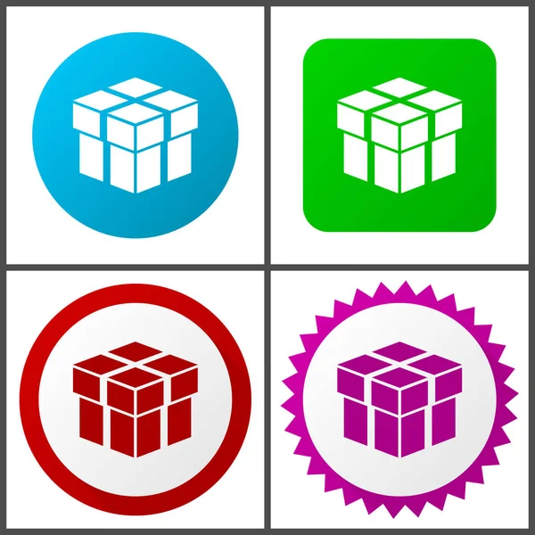 Box Red Blue Green Pink Vector Icon Set Web Icons — Stock Vector