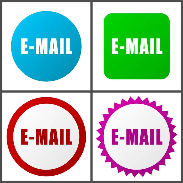 Email Red Blue Green Pink Vector Icon Set Web Icons — Stock Vector