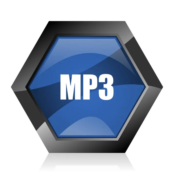 Mp3 Ciemny Niebieski Hexagon Błyszczący Diament Geometryczne Wektor Web Icon — Wektor stockowy