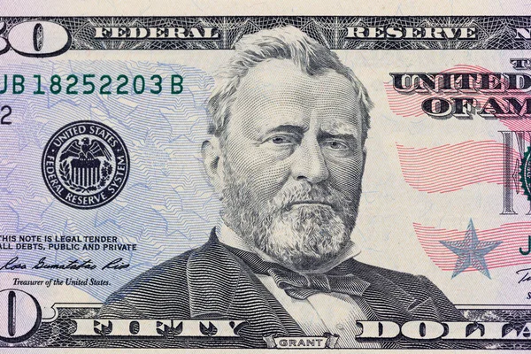 Ulysses Grant Dolarů Bill Makro Fotografii Spojené Státy Americké Měny — Stock fotografie