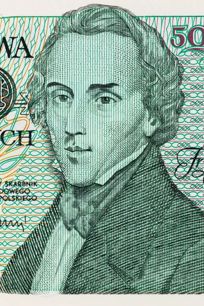 Frederic Chopin Staré 5000 Zlotých Billa Makro Fotografii Polská Měna — Stock fotografie