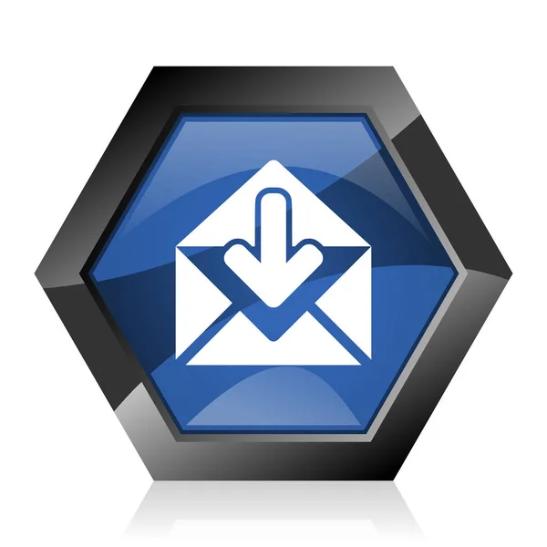 Email Azul Escuro Brilhante Hexágono Geométrico Diamante Vetor Web Ícone — Vetor de Stock