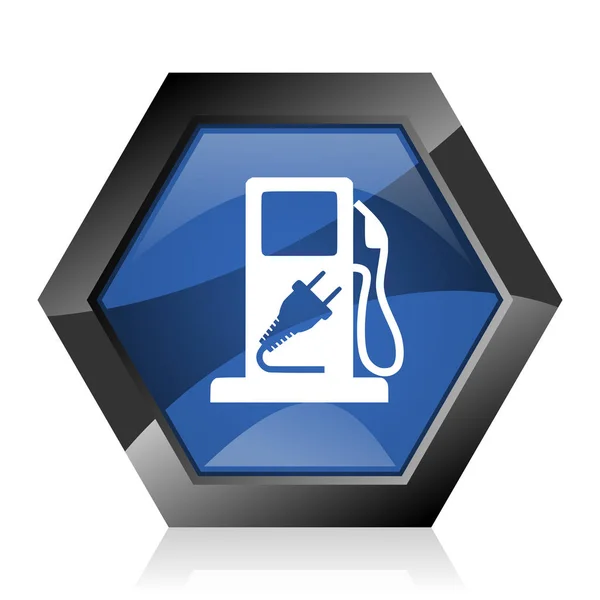 Combustible Azul Oscuro Brillante Hexágono Geométrico Diamante Vector Web Icono — Vector de stock