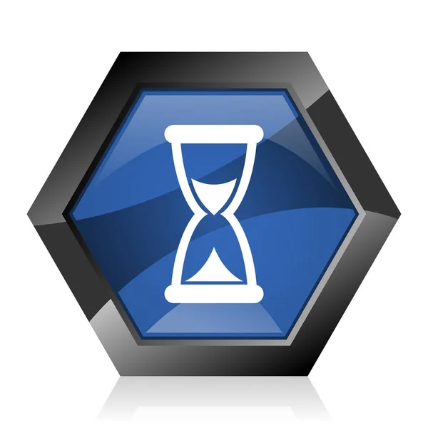 Temps Bleu Foncé Brillant Hexagone Géométrique Diamant Vecteur Icône Web — Image vectorielle