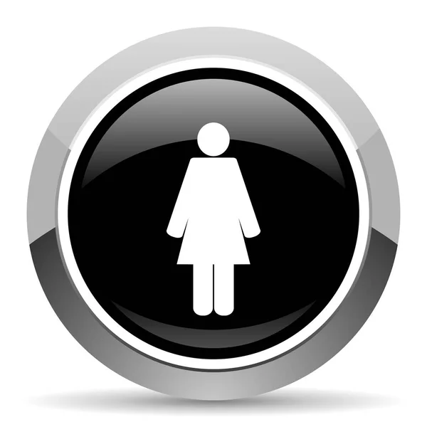 女性ベクトル鋼のアイコン クロームの国境は Web ボタンをラウンドします 銀金属プッシュ ボタン — ストックベクタ