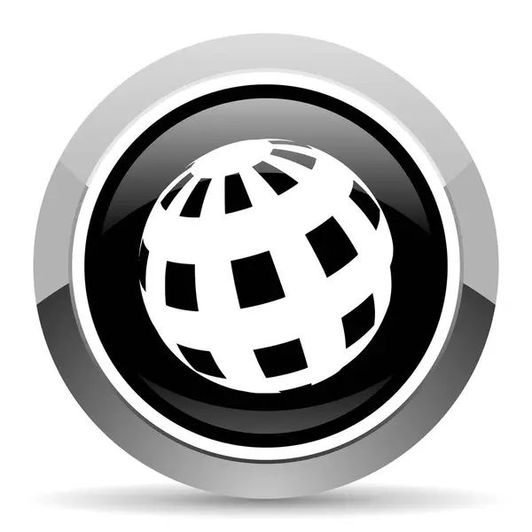 Значок Векторной Стали Земли Круглая Веб Кнопка Chrome Серебряная Металлическая — стоковый вектор