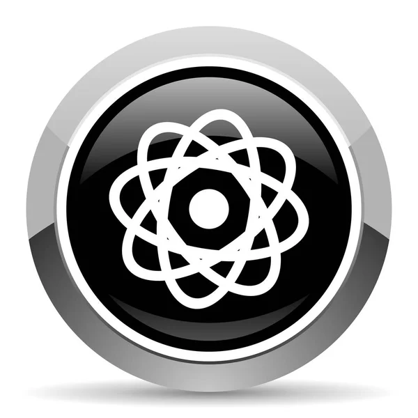 Atom Vector Icono Acero Cromo Borde Redondo Botón Web Pulsador — Vector de stock