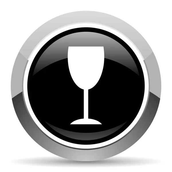 Alcohol Vector Stalen Pictogram Chrome Rand Rond Web Knop Zilver — Stockvector