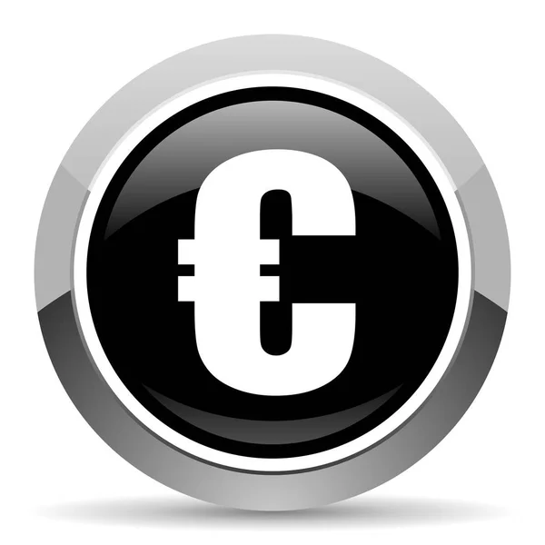 Ikona Wektor Stali Euro Chrome Granicy Okrągły Przycisk Web Srebrny — Wektor stockowy