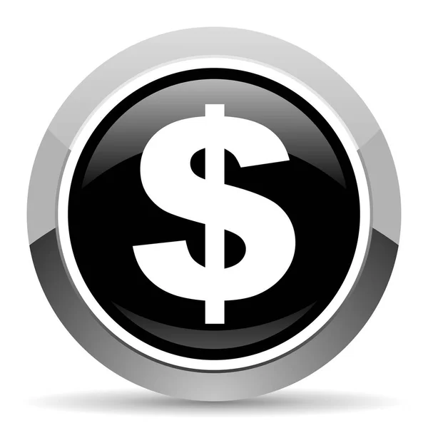 Ícone Aço Vetorial Dollar Cromo Borda Redonda Botão Web Botão — Vetor de Stock