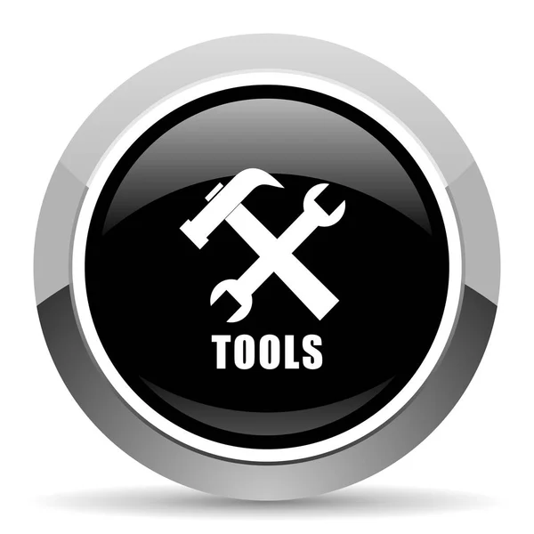 Tools Vector Steel Icon Chrome Border Web Button Silver Metallic — Stock Vector