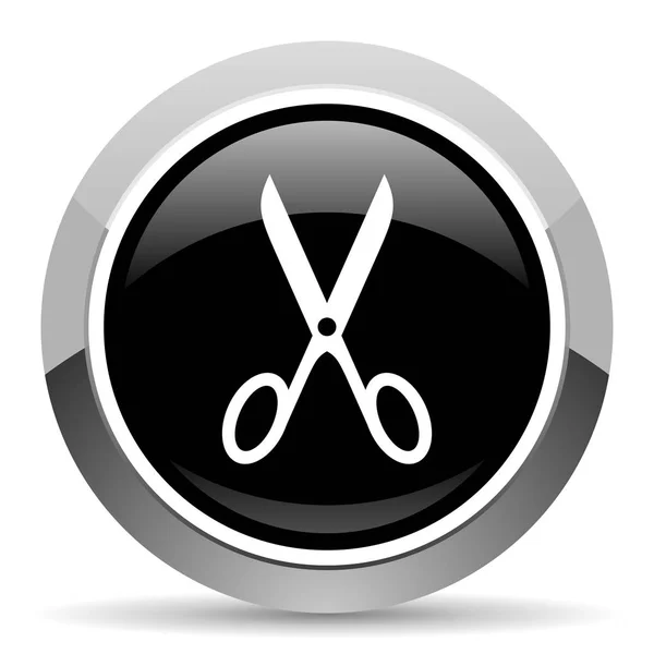 Scissors Vector Steel Icon Chrome Border Web Button Silver Metallic — Stock Vector