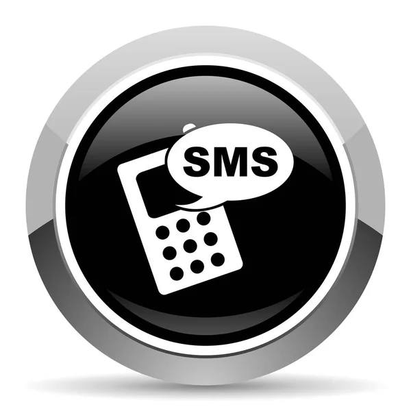 Sms Vector Icono Acero Cromo Borde Redondo Botón Web Pulsador — Archivo Imágenes Vectoriales