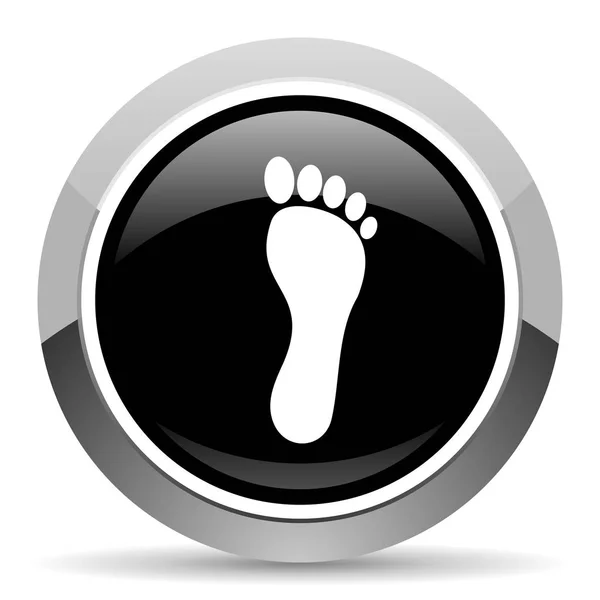 Foot Vector Steel Icon Chrome Border Web Button Silver Metallic — Stock Vector