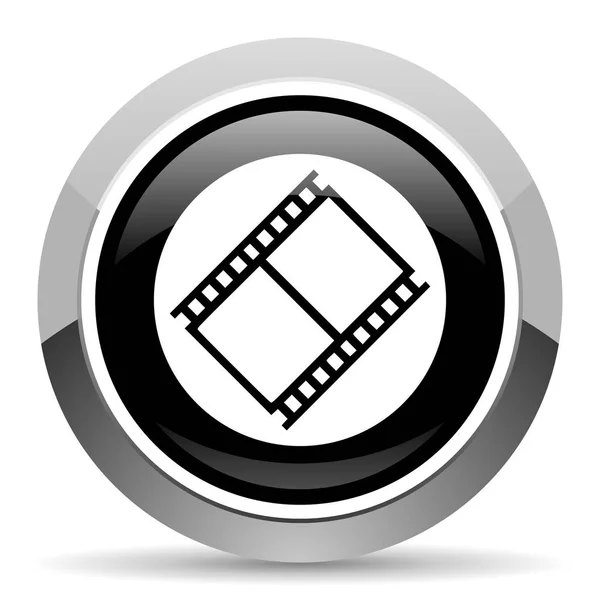Ícone Aço Vetorial Filme Cromo Borda Redonda Botão Web Botão — Vetor de Stock