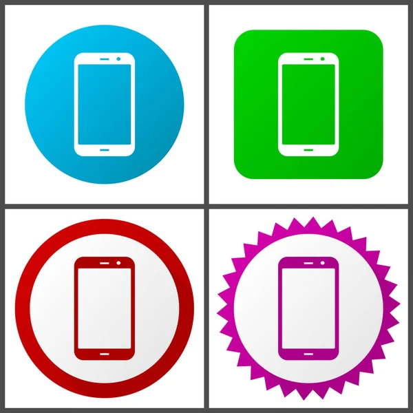 Conjunto Iconos Vector Smartphone Iconos Web Diseño Plano Eps Botones — Vector de stock