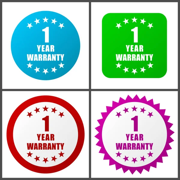 Warranty Guarantee Year Vector Icon Set Flat Design Web Icons — Stock Vector