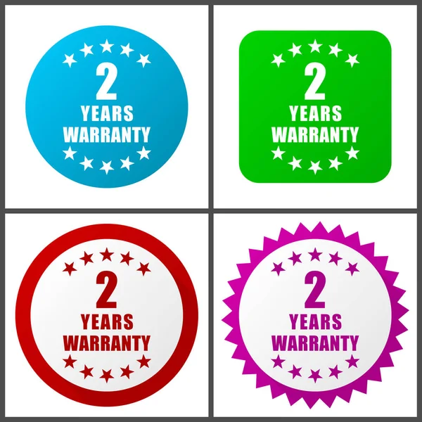 Warranty Guarantee Year Vector Icon Set Flat Design Web Icons — Stock Vector