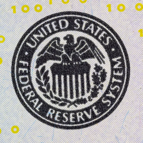 Vereinigte Staaten Federal Reserve System Symbol Nahaufnahme Makroaufnahme — Stockfoto