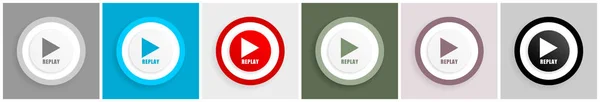 Replay Icon Set Vector Illustrations Options Web Design Mobile Applications — Stock Vector