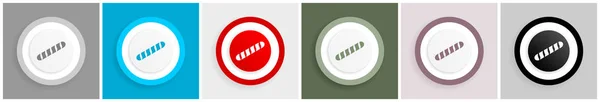 Baguette Icons Flat Vector Illustration Mobile App Web Design Set — Stock Vector