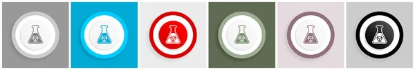 生物危害图标集 研究烧瓶符号矢量插图在6种颜色选项的网页设计和移动应用在 Eps — 图库矢量图片